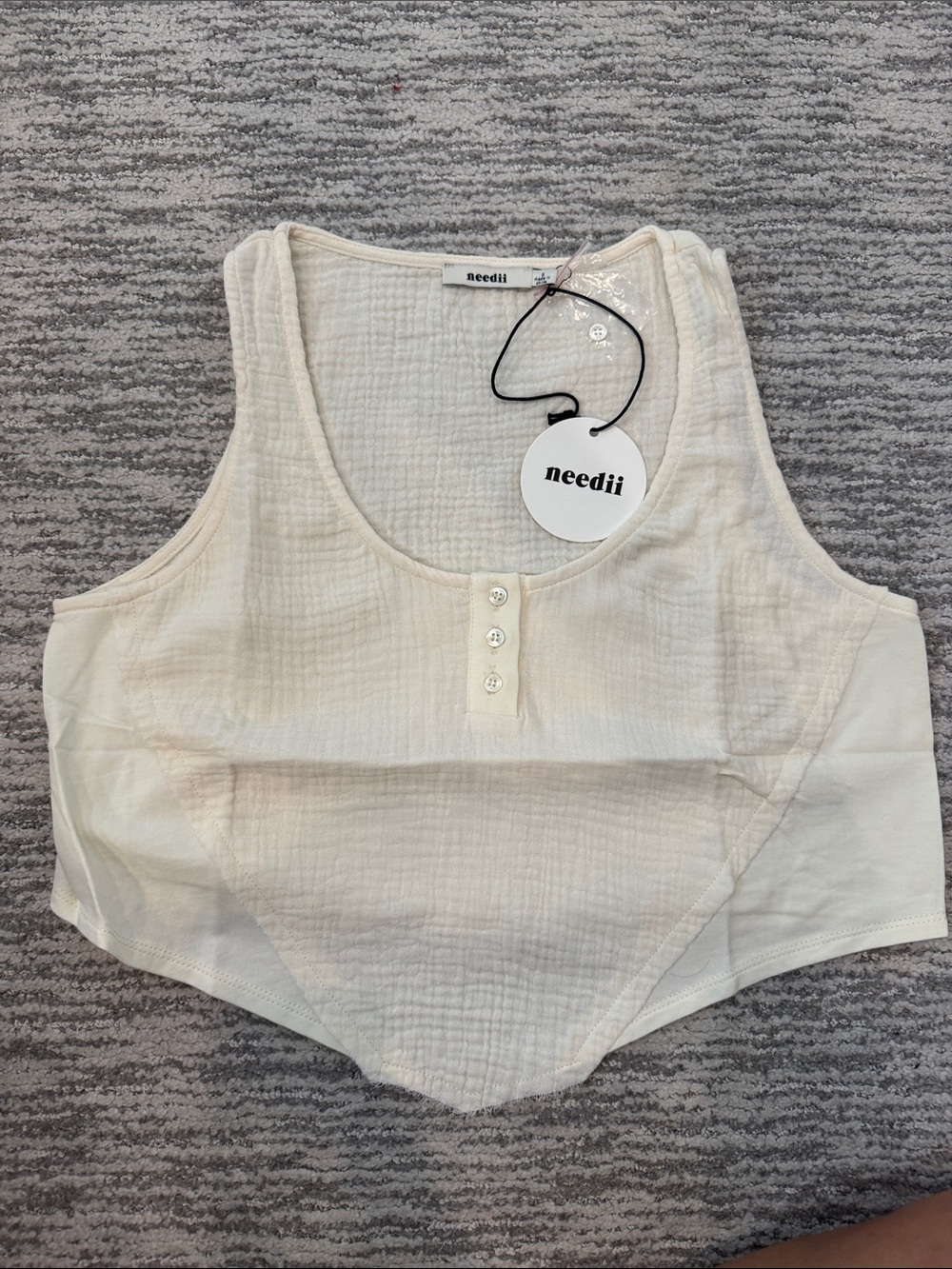 Cream Sleeveless Cotton Tank Top